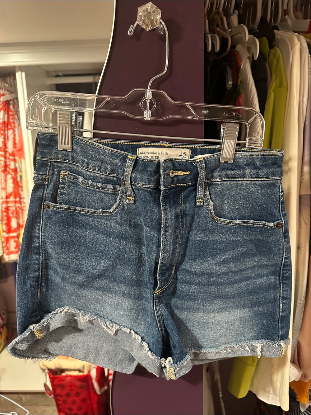 Abercrombie & Fitch Medium Blue Denim High-Rise Cutoff Shorts
